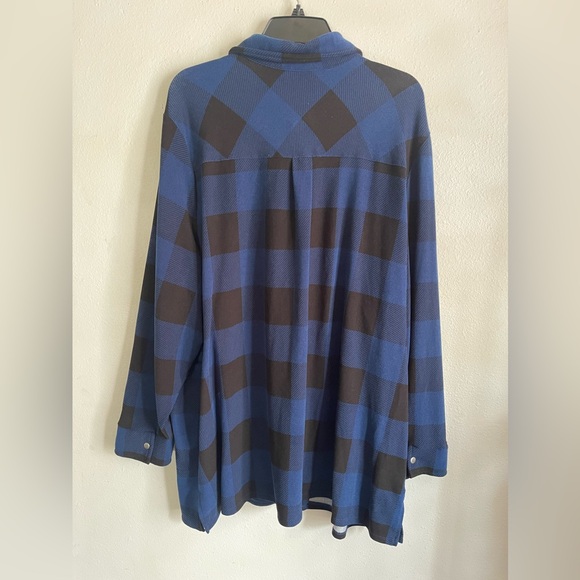 Belle by Kim Gravel Blue and Black Casual Button Down Shirt 2X - Picture 2 of 4